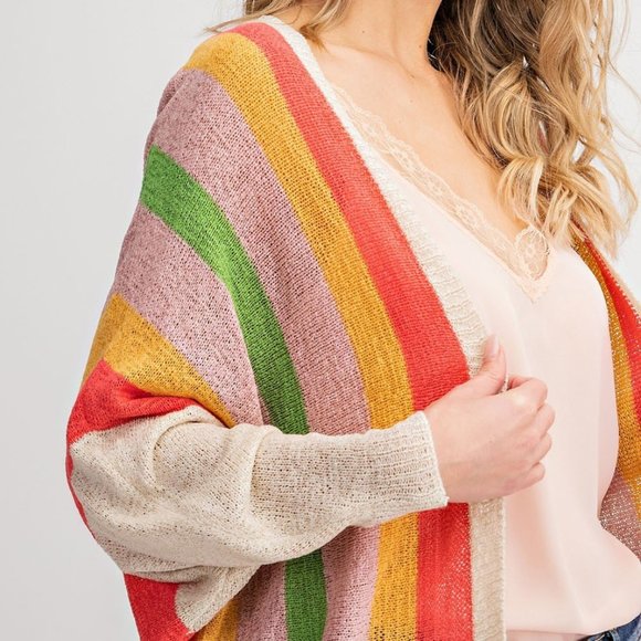 Iris Rainbow Stripe Open Cardigan - Picture 4 of 10